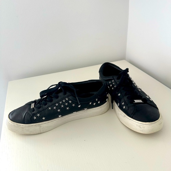 J-SLIDES lightly used black sneakers with metallic silver stars size 7.5! - Picture 3 of 3